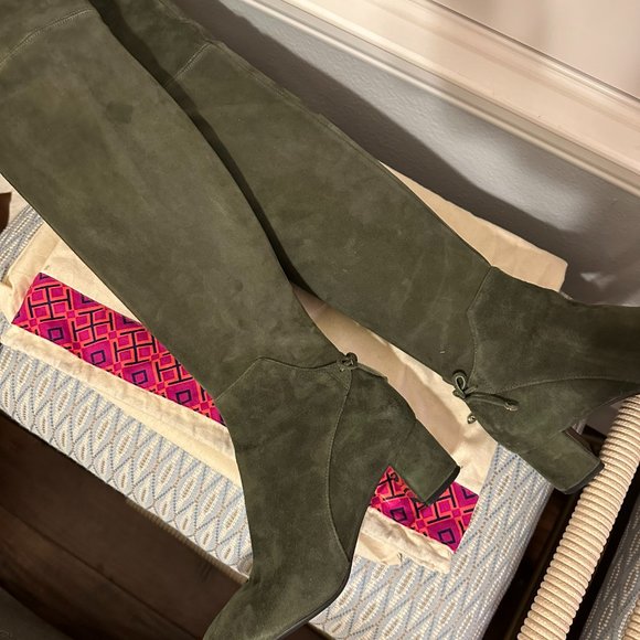 Tory Burch Over the Knee Boots - Olive Green - Gently Worn - Size 6.5 - Picture 6 of 6